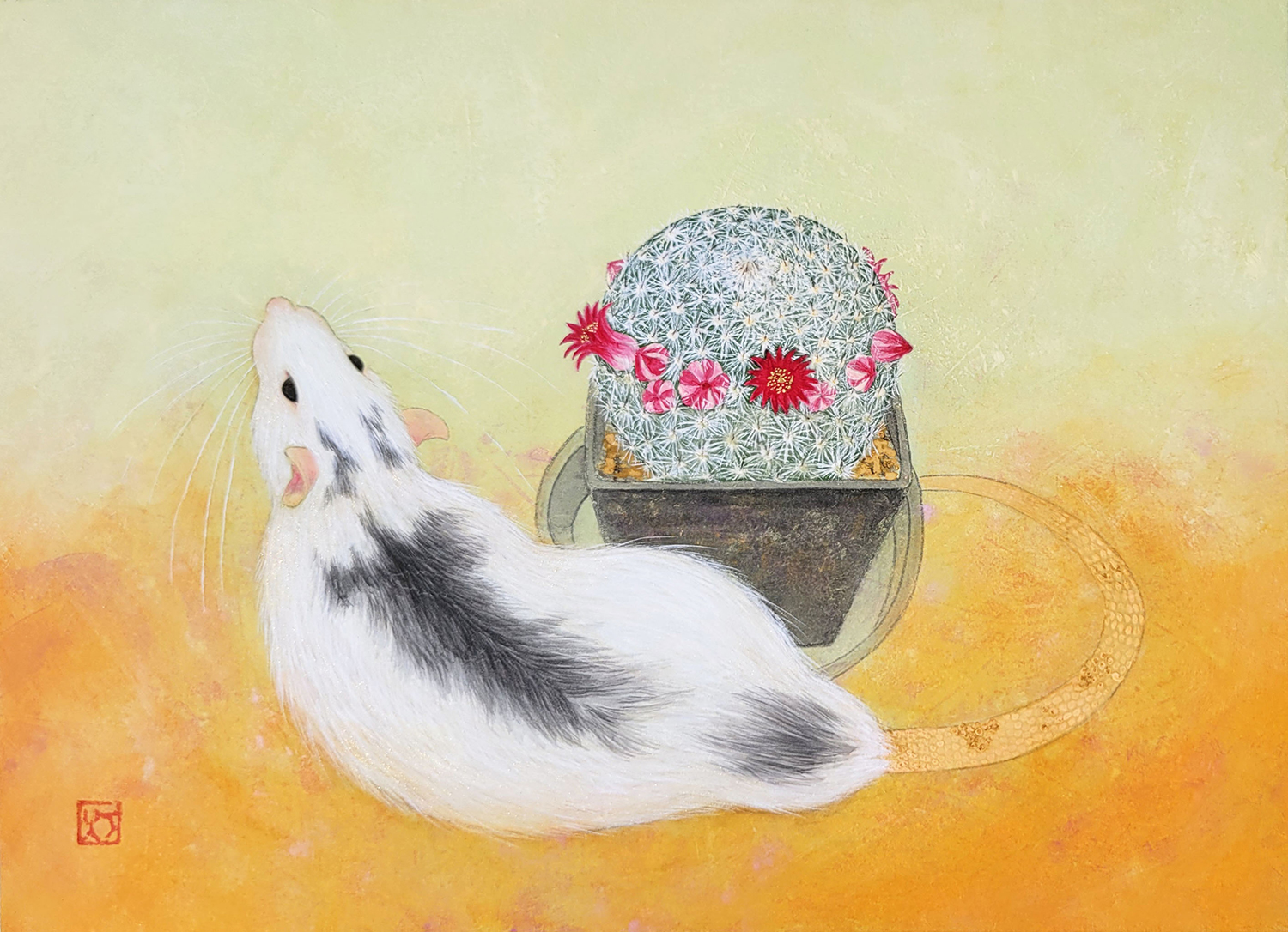 日本画『かしわと希望丸』